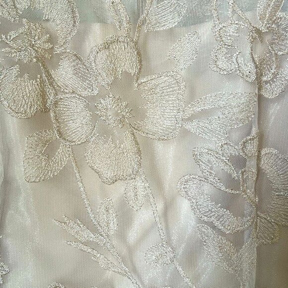Tahari ASL Floral Lace Embellished Elegant Cream Romantic Lace Dress sz 12P - Picture 7 of 11